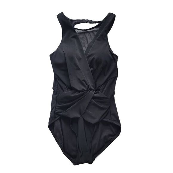 Aqua green womens Sz Small black one pc Swimsuit - Picture 1 of 5